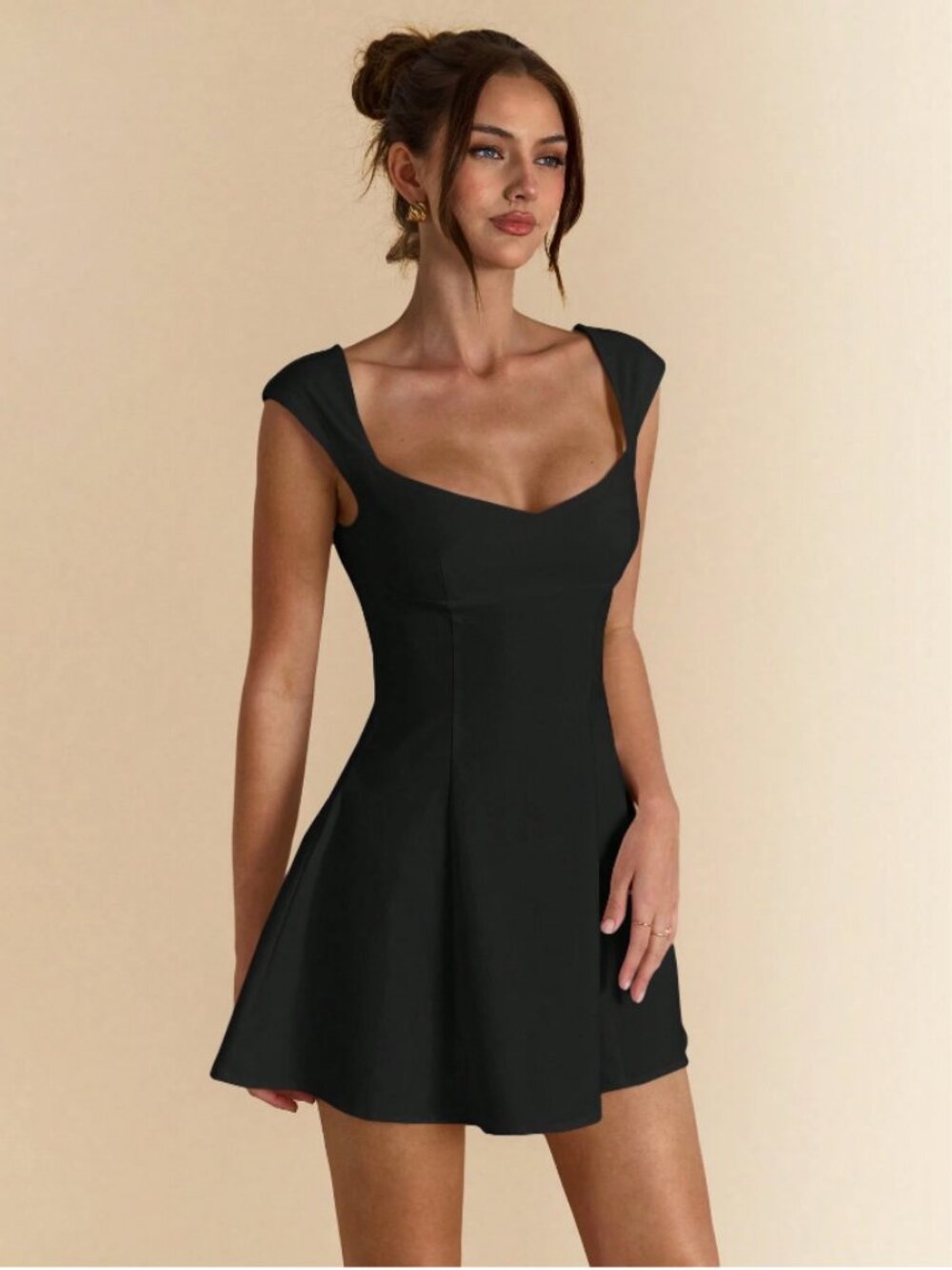 BN Parisian Chic French Square Neck Fit & Flare Little Black Dress NWT S